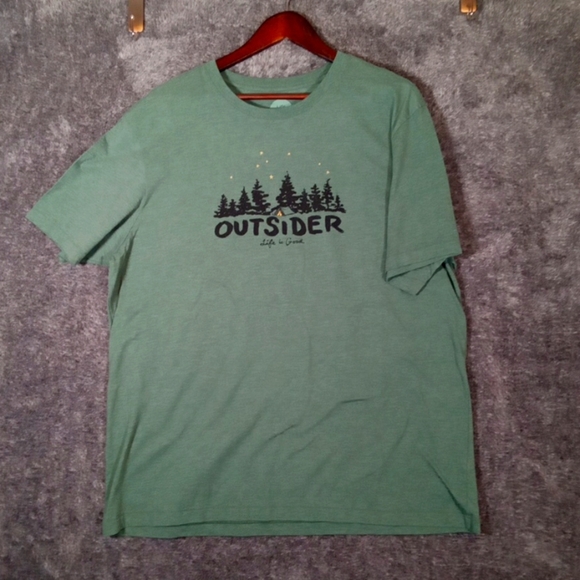 Life Is Good Green Short Sleeve Tee with Forest Graphic Cool Tee Womens XXL - Picture 2 of 7